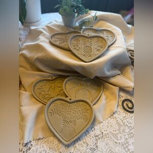 Pampered Chef Hospitality Heart Stoneware Ornament Set of 6 Vintage